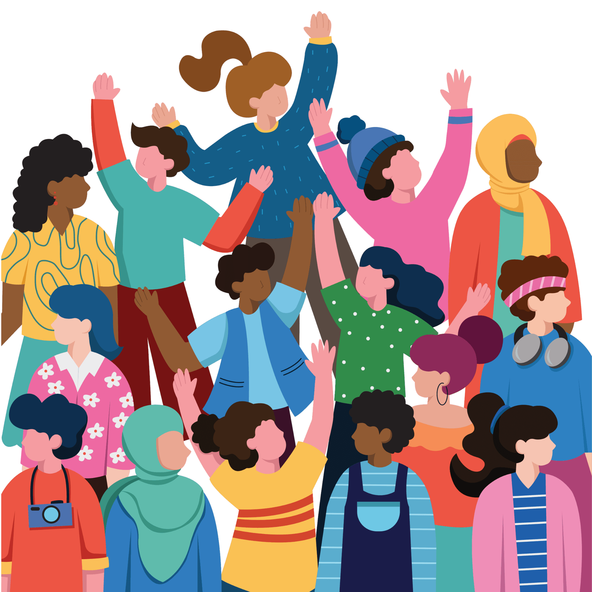 Illustration of a diverse community celebrating and supporting one another
