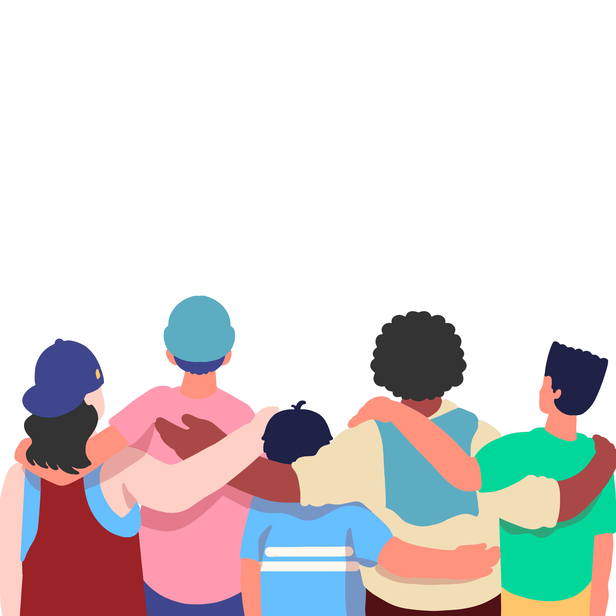 Illustration of community members sharing warmth and support